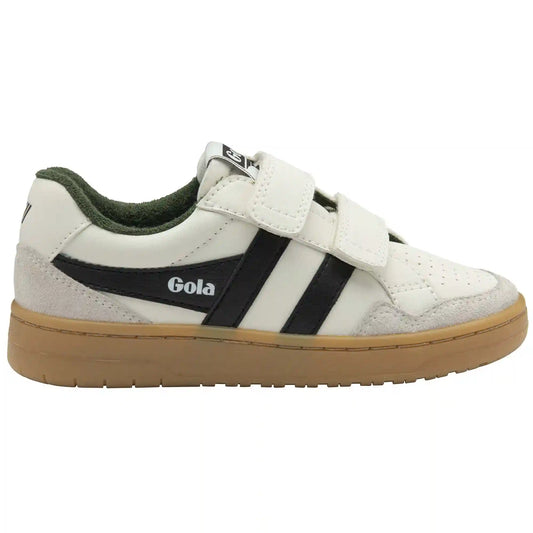Gola Classics Kids' Eagle Strap Sneakers - Off White/Black/Evergreen/Gum