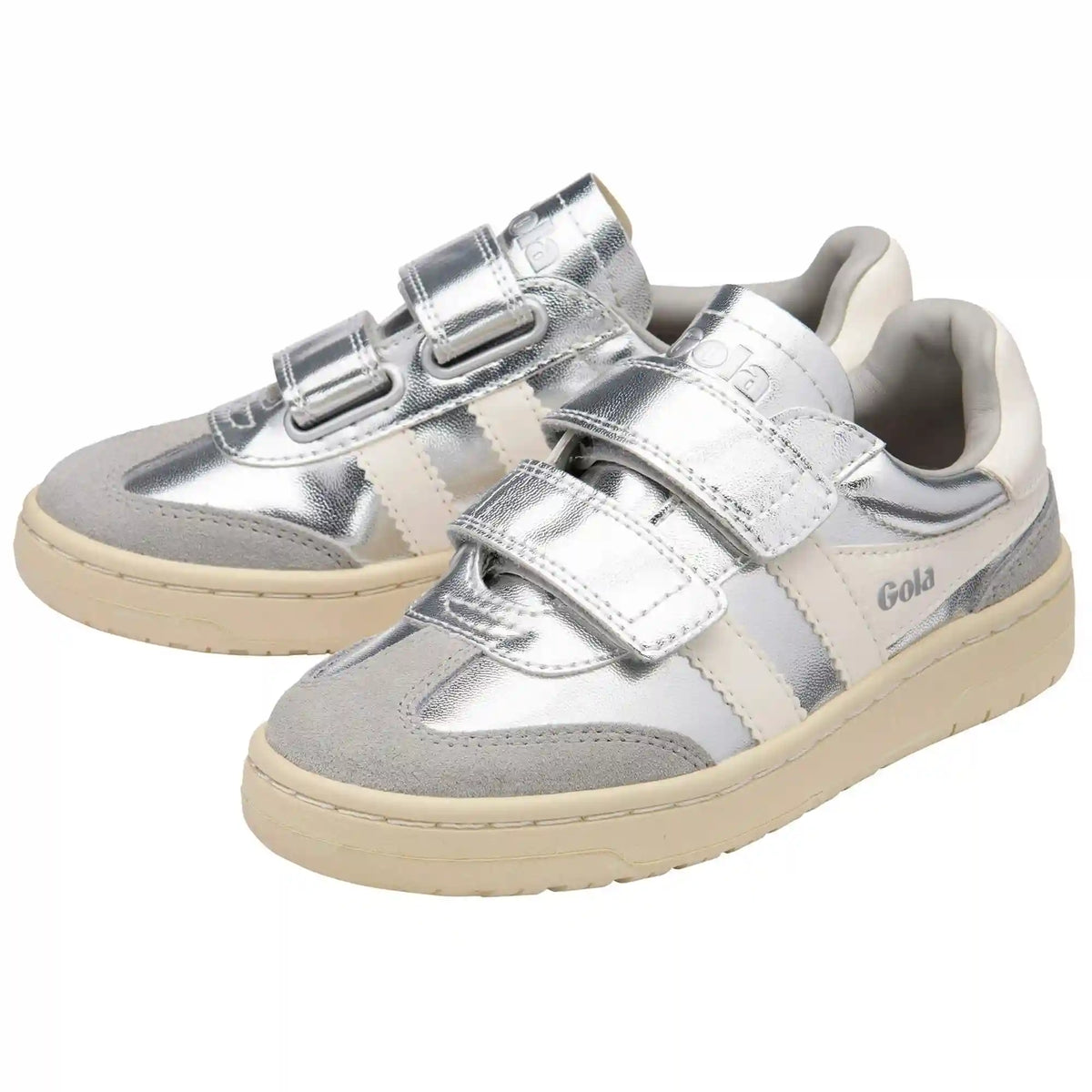 Gola Classics Kids' Viper Glimmer Strap Sneakers - Silver/Off White