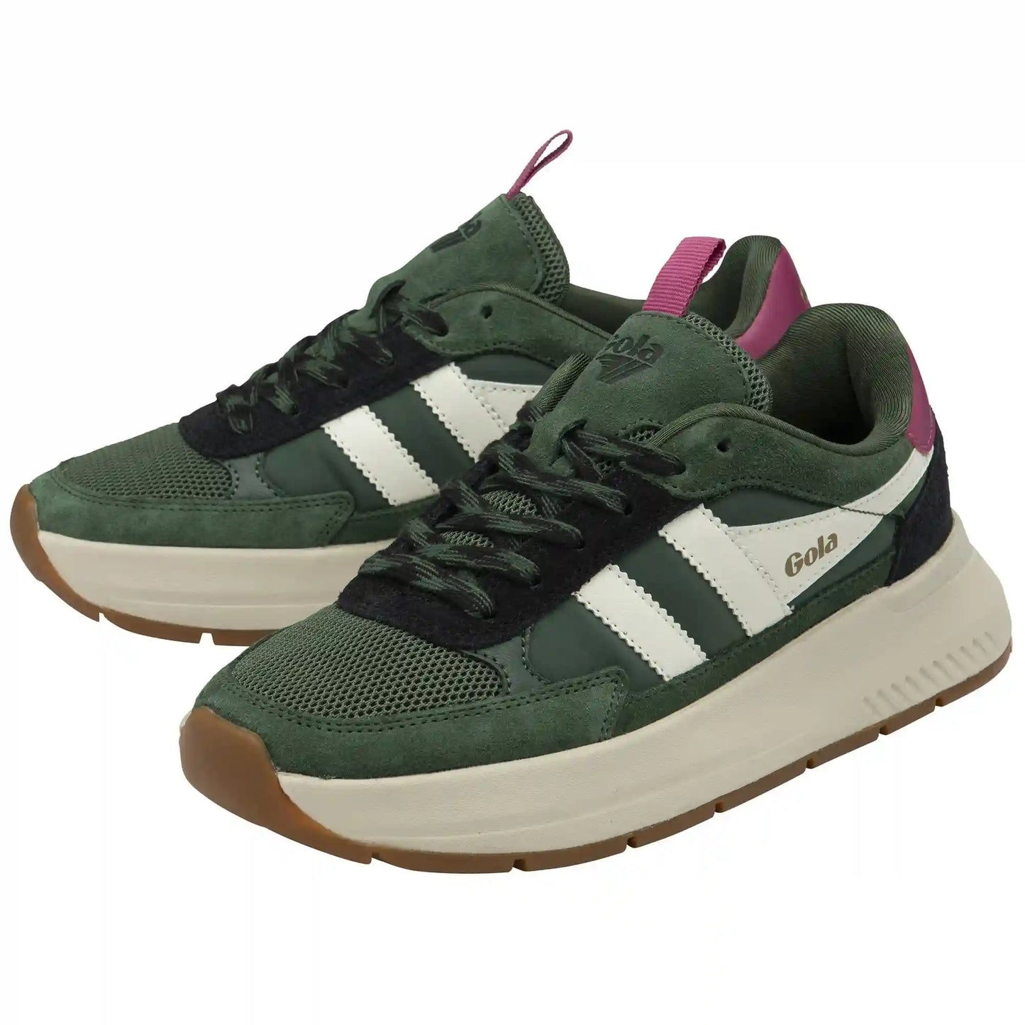 Gola Classics Women's Phoenix Sneakers - Evergreen/Black/Fuchsia