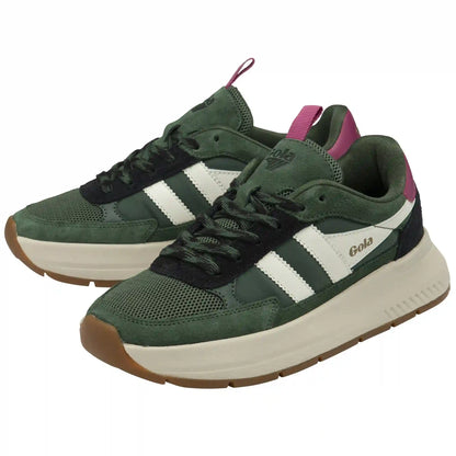 Gola Classics Women's Phoenix Sneakers - Evergreen/Black/Fuchsia