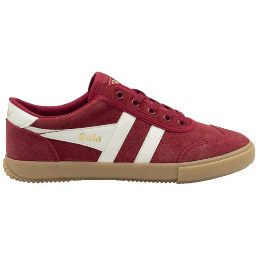 Gola Classics Women's Badminton Suede Plimsoll Sneakers - Deep Red/Off White/Gum