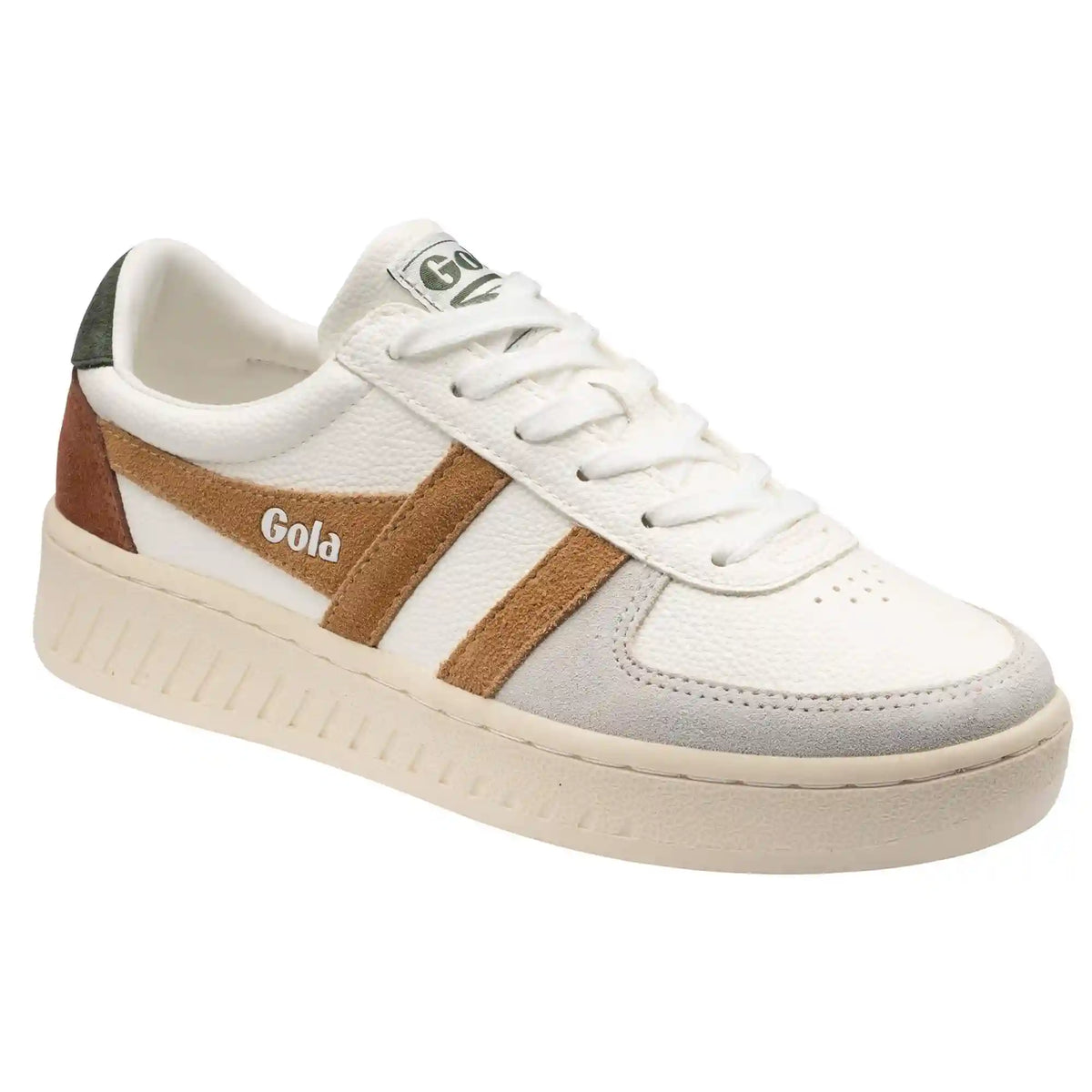 Gola Classics Women's Grandslam Trident Sneakers - White/Brown Sugar/Dark Khaki