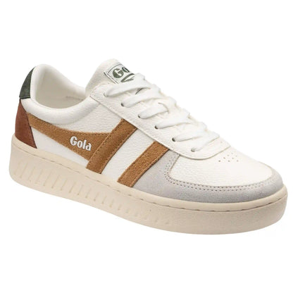 Gola Classics Women's Grandslam Trident Sneakers - White/Brown Sugar/Dark Khaki