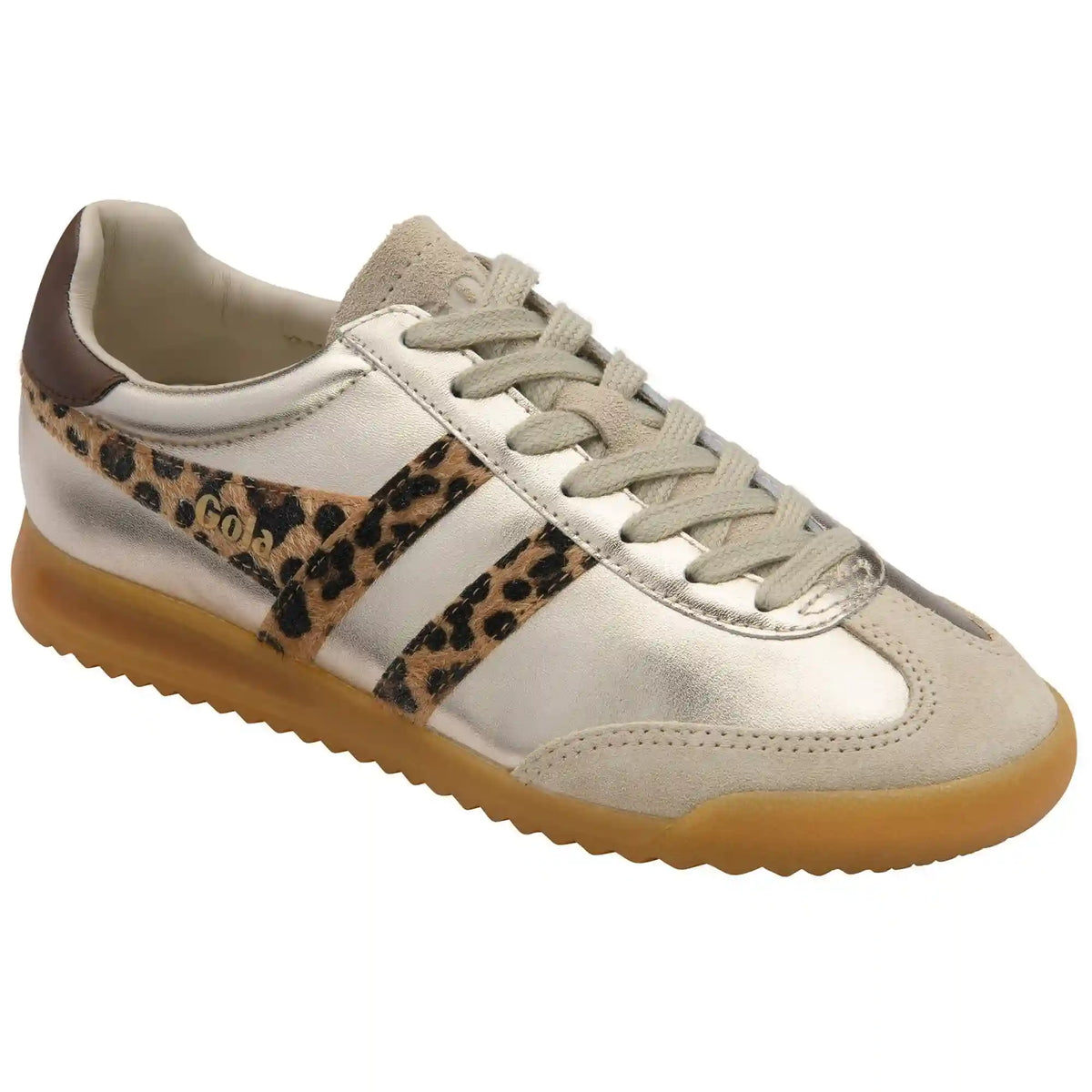 Gola Classics Women's Torpedo Glimmer Safari Sneakers - Gold/Leopard/Dark Brown