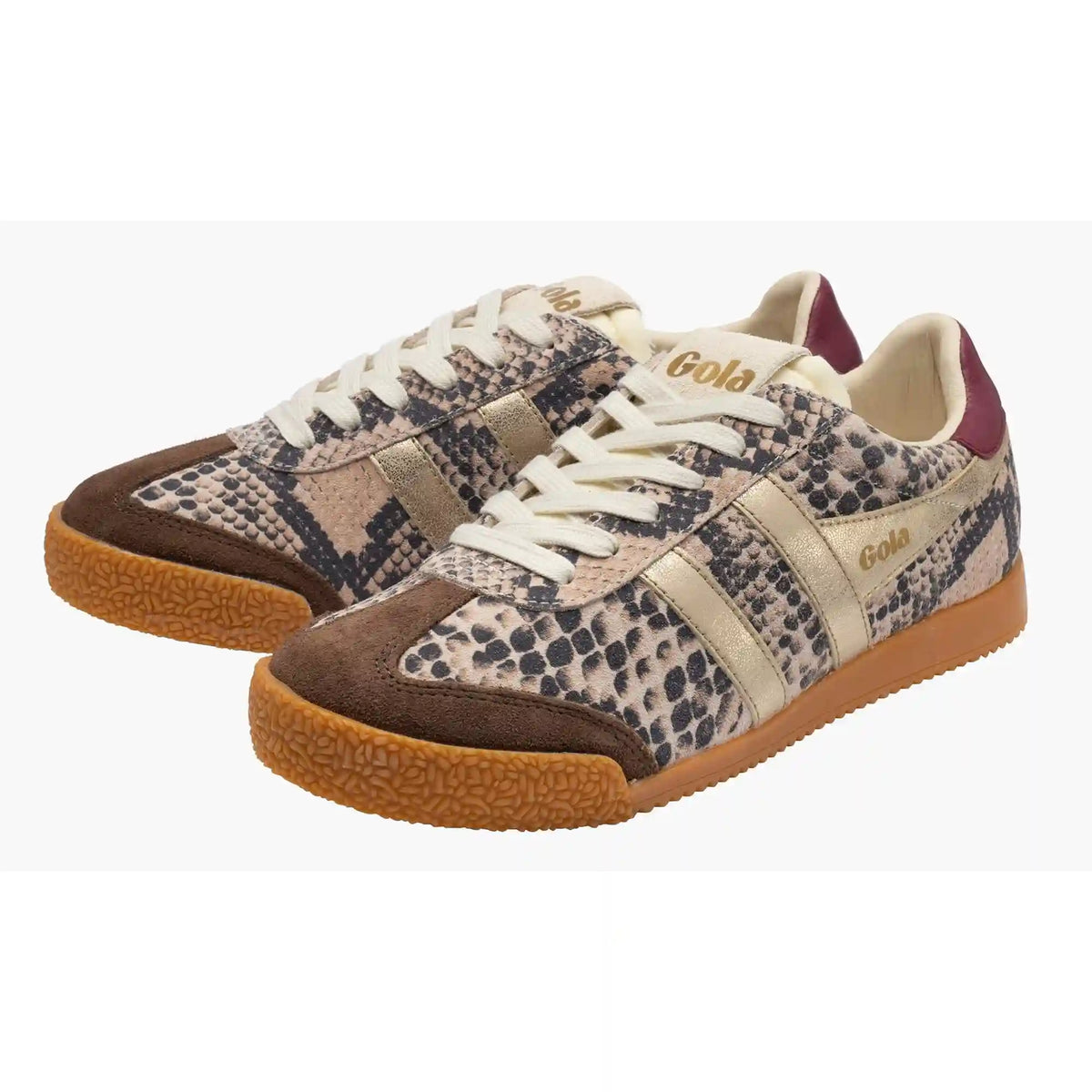 Gola Classics Women's Elan Safari Sneakers - Snake/Dark Brown/Gold/Cerise